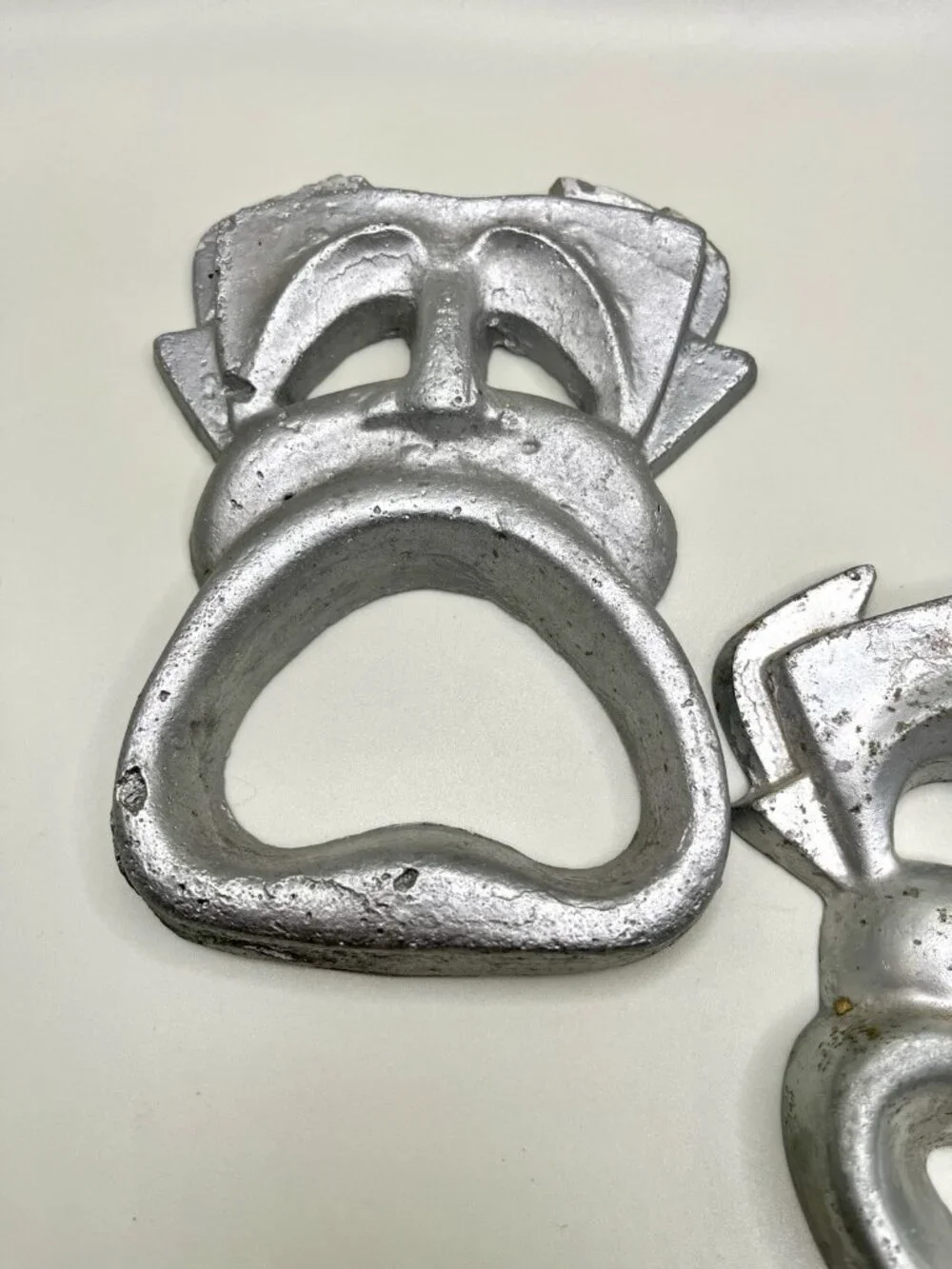 VTG Cast Aluminum Comedy Tragedy Theater Masks Mid Century Wall Decor Set MCM